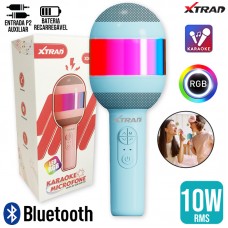 Microfone Caixa de Som Bluetooth 10W RGB XDG-301 Xtrad - Azul
